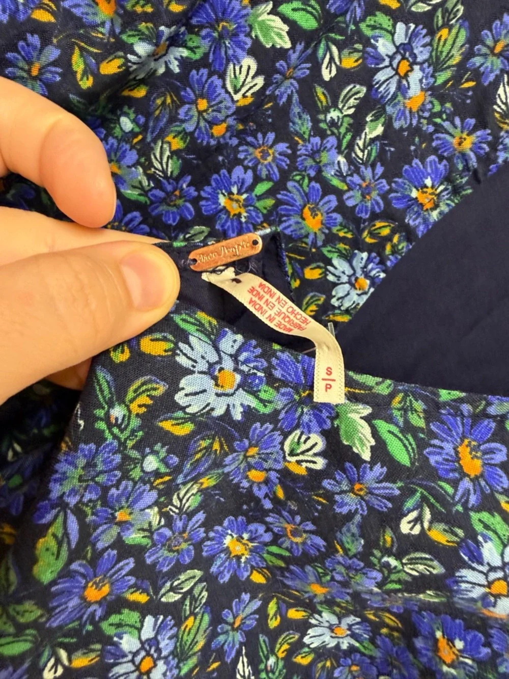Free People The Avenue Blue Floral Mini Dress Size S